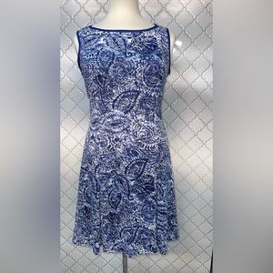 Apt 9, size M, blue & white sleeveless dress, EUC